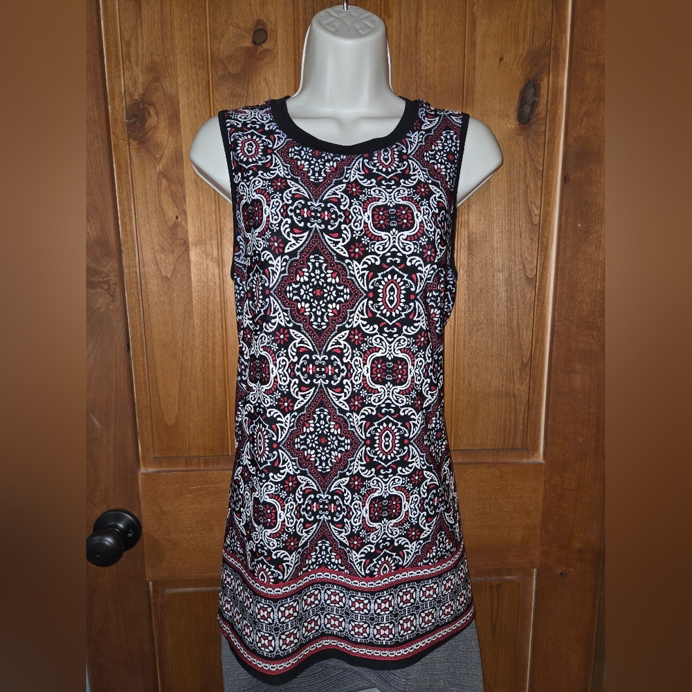 Apt. 9 Black and Red Patterned Top